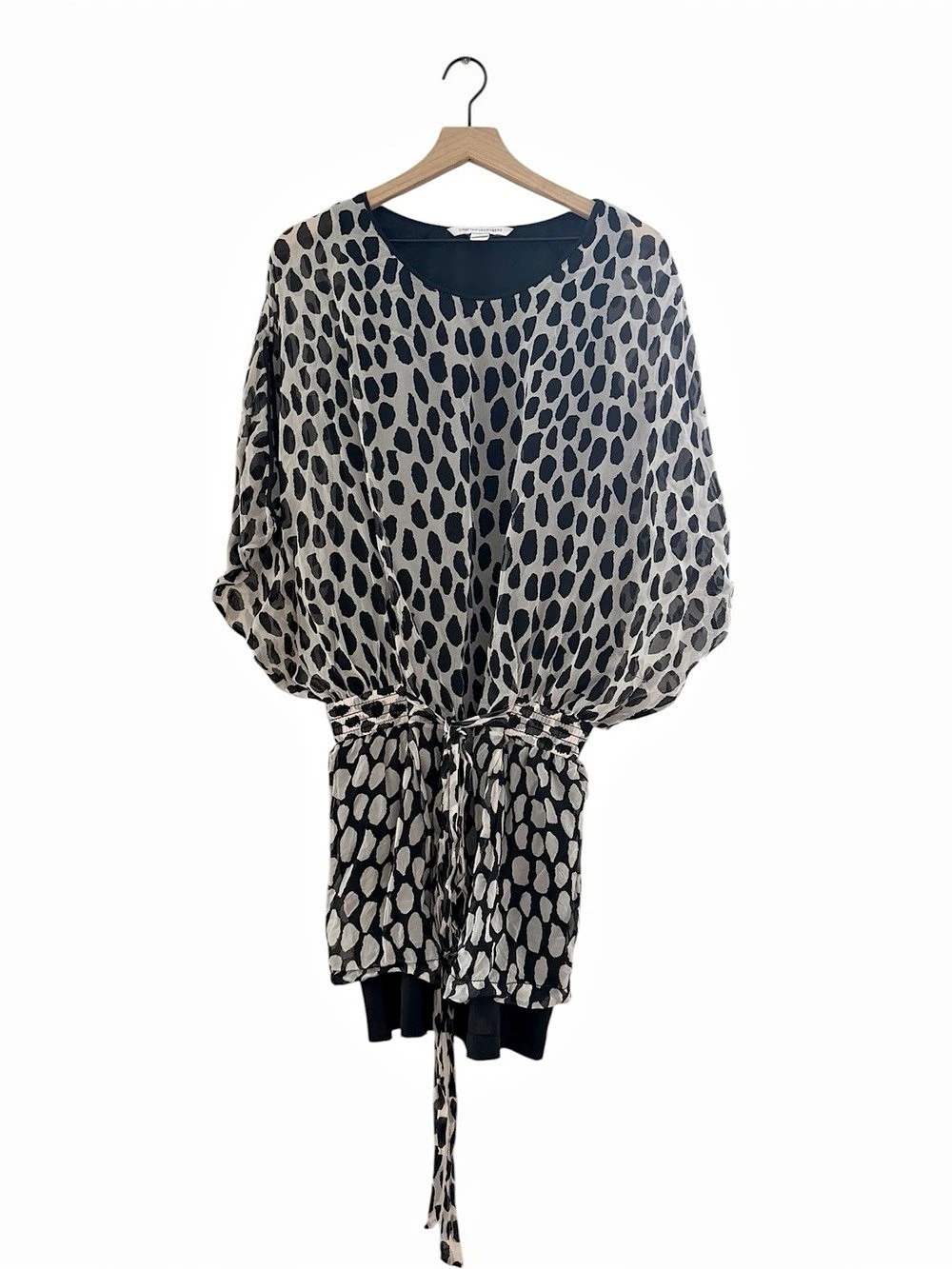 Diane Von Furstenberg Dolman Sleeve Spotted Robyn Silk Dress